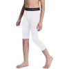 imageRoadbox Boys One Leg Compression Pants 2Pack 34 Athletic Basketball Leggings Youth Sports Baselayer TightsWhite