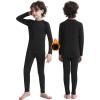 imageRoadbox Boys Thermal Underwear Sets  Ultra Soft FLeece Lined Long Johns Base Layer Top and Bottoms with PocketsBlack
