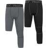 imageRoadbox Boys One Leg Compression Pants 2Pack 34 Athletic Basketball Leggings Youth Sports Baselayer TightsBlackgray