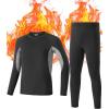 imageRoadbox Boys Thermal Underwear Sets  Ultra Soft FLeece Lined Long Johns Base Layer Top and Bottoms with PocketsBlack  Gray