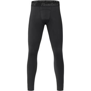 imageRoadbox Boys Compression Pants Youth Quick Dry Spandex Tights Leggings for Running Football BasketballBlack