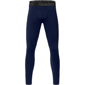 imageRoadbox Boys Compression Pants Youth Quick Dry Spandex Tights Leggings for Running Football BasketballNavy Blue