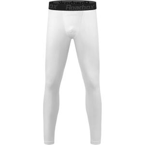 imageRoadbox Boys Compression Pants Youth Quick Dry Spandex Tights Leggings for Running Football BasketballWhite
