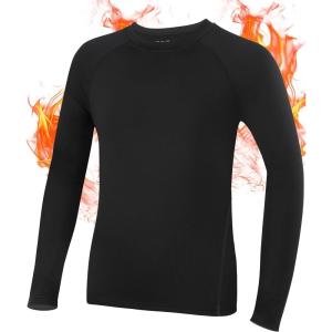 imageRoadbox Boys Compression Thermal Shirt  12 Pack Youth Long Sleeve Fleece Base Layer Undershirts Football BaseballBlack
