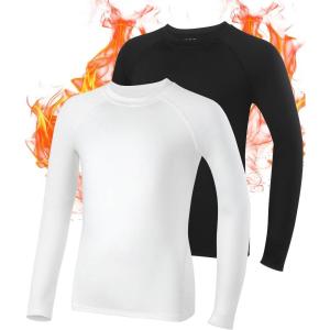 imageRoadbox Boys Compression Thermal Shirt  12 Pack Youth Long Sleeve Fleece Base Layer Undershirts Football BaseballBlackplain White