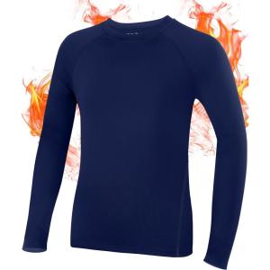 imageRoadbox Boys Compression Thermal Shirt  12 Pack Youth Long Sleeve Fleece Base Layer Undershirts Football BaseballNavy Blue