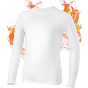 imageRoadbox Boys Compression Thermal Shirt  12 Pack Youth Long Sleeve Fleece Base Layer Undershirts Football BaseballPlain White