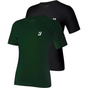 imageRoadbox Boys Youth Compression Shirt  Short Sleeve Undershirt for Kids Quick Dry Athletic Baseball TShirt Base Layer2packblackdark Green