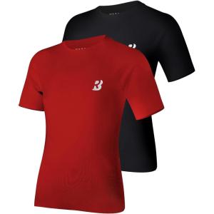 imageRoadbox Boys Youth Compression Shirt  Short Sleeve Undershirt for Kids Quick Dry Athletic Baseball TShirt Base Layer2packblackred