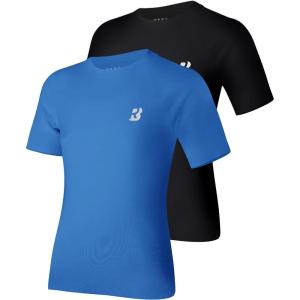 imageRoadbox Boys Youth Compression Shirt  Short Sleeve Undershirt for Kids Quick Dry Athletic Baseball TShirt Base Layer2packblackroyal Blue