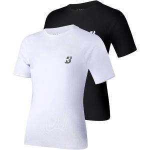 imageRoadbox Boys Youth Compression Shirt  Short Sleeve Undershirt for Kids Quick Dry Athletic Baseball TShirt Base Layer2packblackwhite