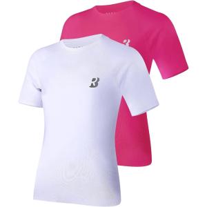 imageRoadbox Boys Youth Compression Shirt  Short Sleeve Undershirt for Kids Quick Dry Athletic Baseball TShirt Base Layer2packwhiterose Red