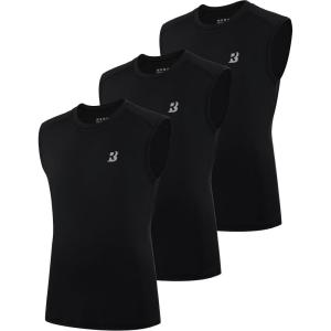 imageRoadbox Boys Youth Sleeveless Compression Shirt Quick Dry Kids Undershirt Athletic Soft Tank Tops Sport Shirts BasketballBlackblackblack