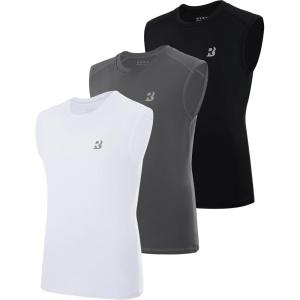 imageRoadbox Boys Youth Sleeveless Compression Shirt Quick Dry Kids Undershirt Athletic Soft Tank Tops Sport Shirts BasketballBlacklight Greybleached