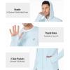 imageMens UPF 50 Sun Shirt Lightweight Moisture Wicking Full Zip Fishing Hoodie Hiking Jacket with Pockets and ThumbholesLight Blue