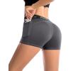 imageRoadbox 4quot Womens Spandex Compression Shorts 3 Pack Volleyball Shorts Athletic Biker Shorts for Workout Running Gym Yoga4pockets Blackgreyfog Blue