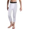 imageRoadbox Boys 34 Compression Leggings Pants Youth Sports Capri Running Tights Kids Basketball Base Layer with PocketsBlackwhite