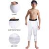 imageRoadbox Boys 34 Compression Leggings Pants Youth Sports Capri Running Tights Kids Basketball Base Layer with PocketsWhite