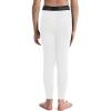 imageRoadbox Boys Compression Pants Youth Athletic Sports Legging with Pocket Base Layer Tights for Kids Running FootballWhite