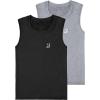 imageRoadbox Boys Compression Tank Tops Kids Athletic Sleeveless Shirts Youth Quick Dry Undershirts for Football Basketball2 Pack Blacklight Gray