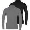 imageRoadbox Boys Girls Compression Shirts  Youth Long Sleeve Athletic Undershirt Mock Neck for Football Baseball Basketball2packblackmedium Gray
