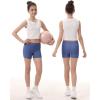 imageRoadbox Girls Volleyball Spandex Shorts Youth Biker Shorts with Pockets Athletic Compression Short for Yoga Gymnastics Dance2packblackhaze Blue