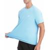imageRoadbox Mens Rash Guard Short Sleeve UPF 50 UV Sun Protection Water TShirts Cool Dry Swim Shirts for Surf Beach FishingLight Water Blue