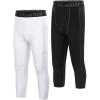 imageRoadbox Boys 34 Compression Leggings Pants Youth Sports Capri Running Tights Kids Basketball Base Layer with PocketsBlackwhite