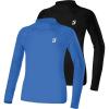 imageRoadbox Boys Girls Compression Shirts  Youth Long Sleeve Athletic Undershirt Mock Neck for Football Baseball Basketball2packblackroyal Blue