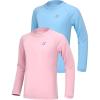 imageRoadbox Boys UPF 50 Rash Guard Swim Shirt Kids Long Sleeve Sun Protection Shirts Youth UV Athletic Beach Rashguard2 Pack Light Bluelight Pink