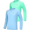 imageRoadbox Boys UPF 50 Rash Guard Swim Shirt Kids Long Sleeve Sun Protection Shirts Youth UV Athletic Beach Rashguard2 Pack Light Bluemint Green