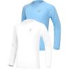 imageRoadbox Boys UPF 50 Rash Guard Swim Shirt Kids Long Sleeve Sun Protection Shirts Youth UV Athletic Beach Rashguard2 Pack Light Bluewhite