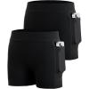 imageRoadbox Girls Volleyball Spandex Shorts Youth Biker Shorts with Pockets Athletic Compression Short for Yoga Gymnastics Dance2packblackblack