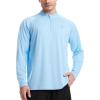 imageRoadbox Mens 14 Zip Pullover Long Sleeve UPF 50 UV Sun Protection Shirts Swim Rash Guard Tops for Running FishingLight Blue