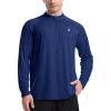 imageRoadbox Mens 14 Zip Pullover Long Sleeve UPF 50 UV Sun Protection Shirts Swim Rash Guard Tops for Running FishingSea Blue