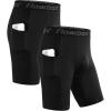 imageRoadbox Mens Compression Shorts with Pocket 12 Pack Spandex Running Athletic Workout Performance Underwear Quick Dry2 Pack Black  Black