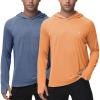 imageRoadbox Mens Long Sleeve Sun Shirts 2 Pack UPF 50 UV Protection Hoodie Shirt for Fishing Hiking Running Workout Swim2 Pack Deep Gray Blueorange
