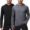 imageRoadbox Mens Long Sleeve Sun Shirts 2 Pack UPF 50 UV Protection Hoodie Shirt for Fishing Hiking Running Workout Swim2 Pack Grayish Backdark Gray