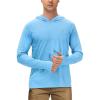 imageRoadbox Mens UPF 50 Fishing Shirts Long Sleeve UV Sun Protection Hoodie Rash Guard for Hiking Running Workout SwimmingLight Blue
