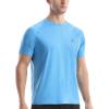 imageRoadbox Swim Shirts Short Sleeve for Men Sun Protection UPF 50 Fishing Rash Guard UV Gym Workout Shirt for Running OutdoorLight Blue