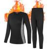 imageRoadbox Thermal Underwear for Women  Long Johns Fleece Lined Top ampamp Bottom Sets Skiing Base Layer Cold Weather WinterBalck Dark Gray