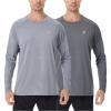 imageRoadbox UPF 50 Sun Shirts for Men UV Protection Long Sleeve Swim Shirt Lightweight Rash Guard for Fishing Hiking Running2 Pack  Light Graydark Gray