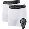 imageRoadbox Youth Boys Compression Shorts Kids Baseball Cup Underwear Football Boxer Briefs with Soft Protective Athletic Cup2 Pack Whitewhite1 Cup