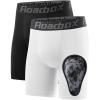 imageRoadbox Youth Boys Compression Shorts Kids Spandex Underwear with Protective Cup Athletic Base Layers for Baseball Football2pack Blackwhite1 Cup
