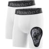 imageRoadbox Youth Boys Compression Shorts Kids Spandex Underwear with Protective Cup Athletic Base Layers for Baseball Football2pack Whitewhite1 Cup