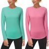 imageSizeM 2 Pack Womens Long Sleeve UV Sun Shirts UPF 50 Workout Swim Rash Guard Tops