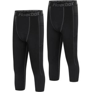imageRoadbox 34 Boys Compression Pants  Youth Kids Running Leggings Sports Tights for Football Basketball Baseball34 Black  Black