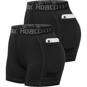 imageRoadbox 3quot Womens Volleyball Spandex Shorts with PocketNonPocket 23 Pack Compression Shorts for Workout Running Gym YogaBlackblack