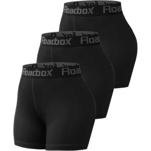 imageRoadbox 3quot Womens Volleyball Spandex Shorts with PocketNonPocket 23 Pack Compression Shorts for Workout Running Gym YogaBlackblackblack