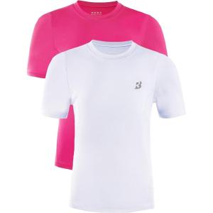 imageRoadbox Boys Compression Shirt Youth Short Sleeve Undershirts for Basketball Baseball Soccer Quick Dry Athletic Base LayerRose Red  White